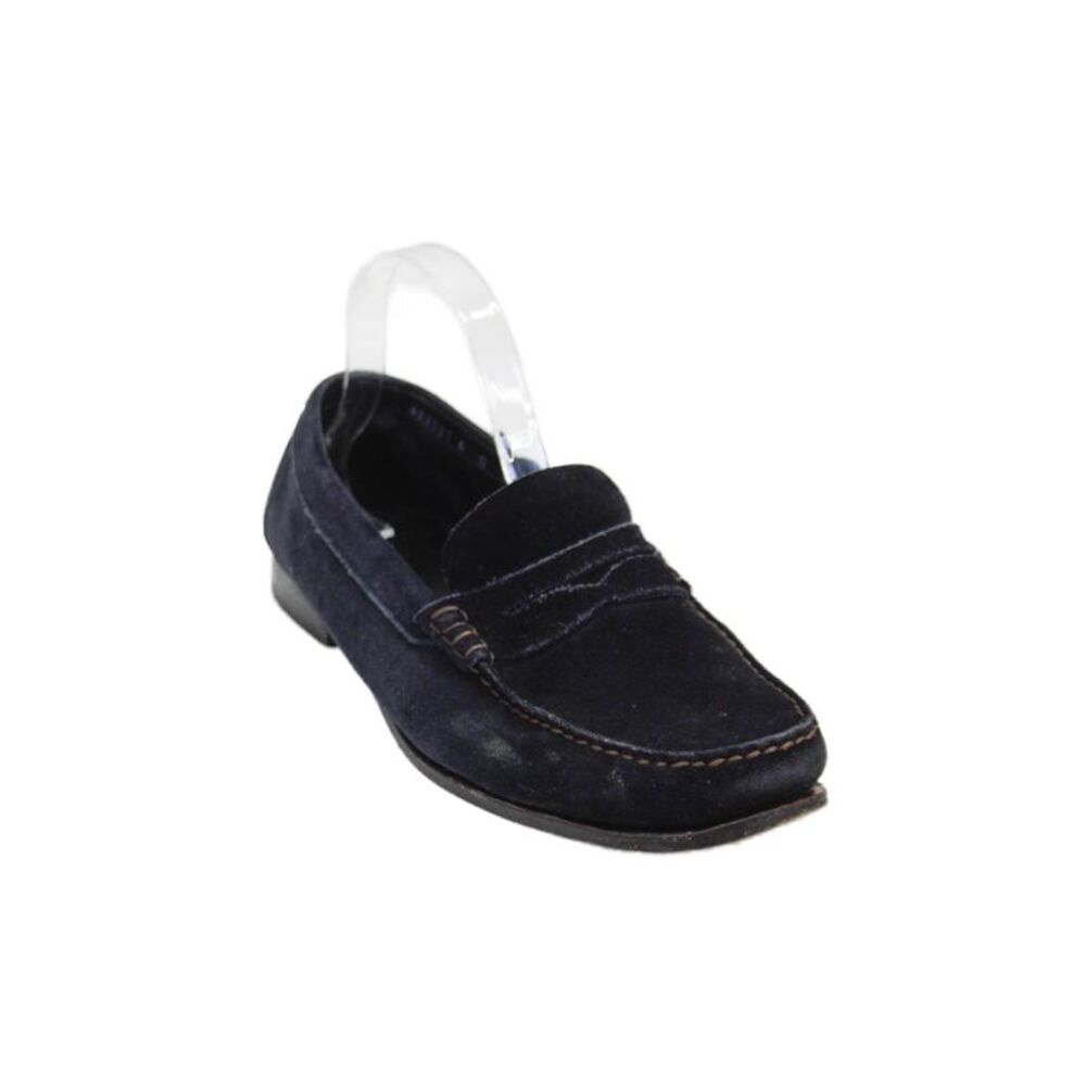 Santoni Mens Slip On Round Toe Driving Loafers Navy Blue Suede Size 9D